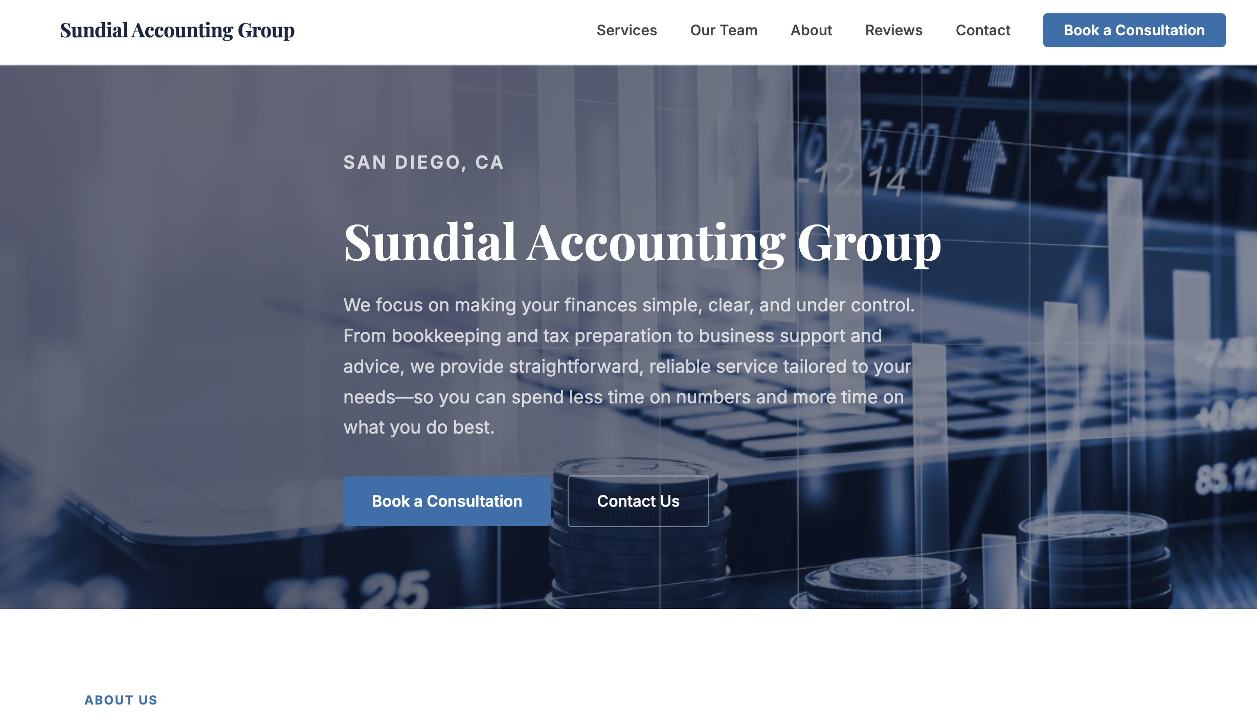 Example website for Accountants & Financial Professionals built on SiteSolns