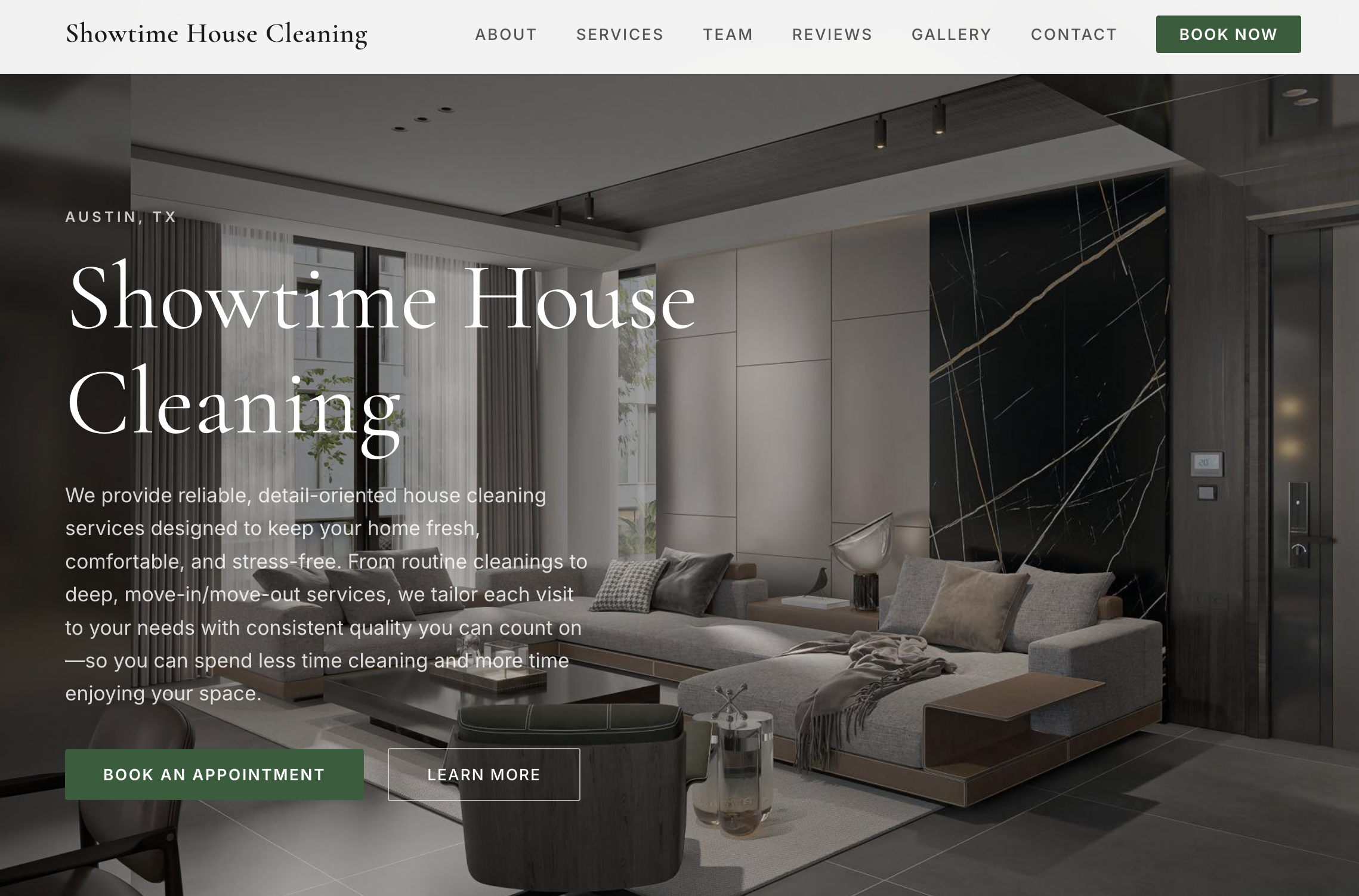 Example website for Cleaning Services built on SiteSolns