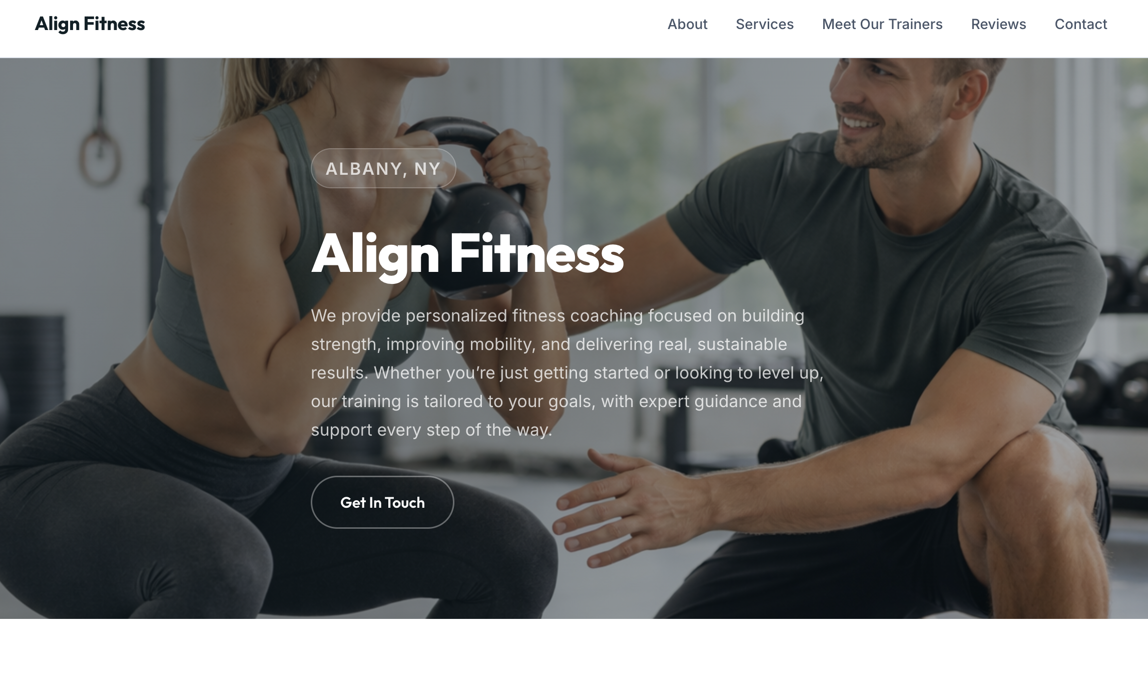 Example website for Personal Trainers & Fitness Coaches built on SiteSolns